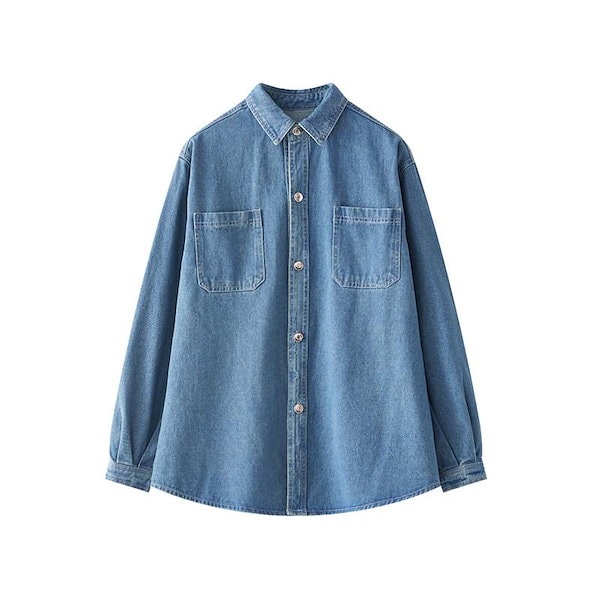 23×denim デニム長袖シャツ34 デニム ボタンダウンシャツ（長袖）