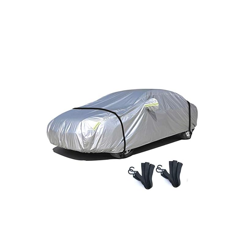LINFEN 車カバー 防水性アップ ボディカバー カーカバー 自動車カバー 防水防塵防輻射紫外線 黄砂対策 弾力な防風ロープ付き (自動車3XL:490190150cm)