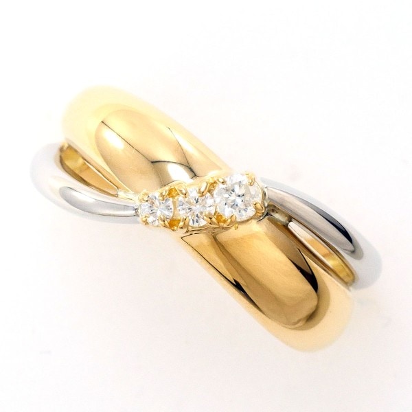 PT900 プラチナ K18YG リング 指輪 9号 ダイヤ 0.10 ジュエリー 中古