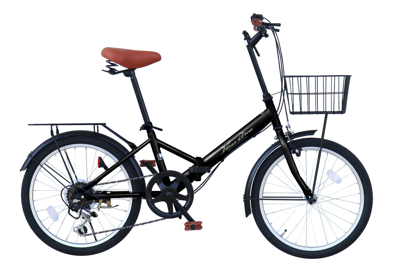 THREE STONE 折りたたみ自転車 自転車 20インチ AJ-08 選べる15色 シマノ6段変速 カゴ ライト ワイヤーロック錠 空気入れ付き 通勤 通学 街乗り