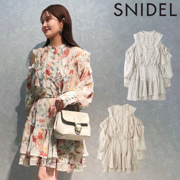 【SALE10%OFF】 【即納】 スナイデル SNIDEL ワンピース 24秋冬 フリルシフォンミニワンピース ミニ丈 長袖 swfo244271