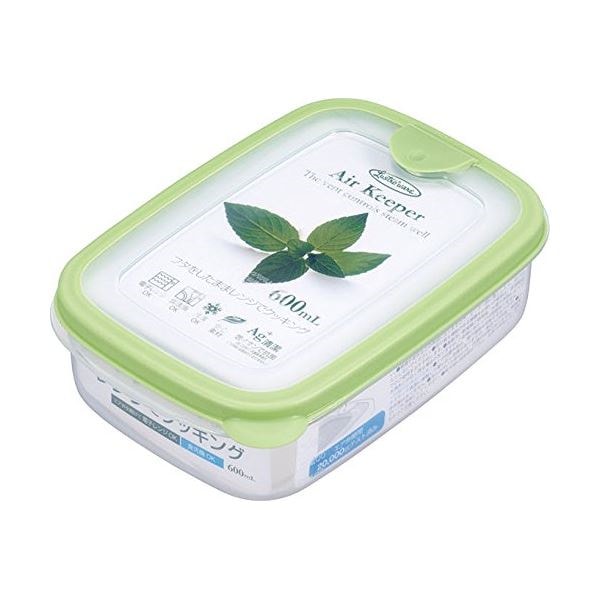 （まとめ） エアキーパー フードケース/保存容器 ソフトグリーン Sサイズ 600ml 抗菌効果 食洗機可 60個セット
