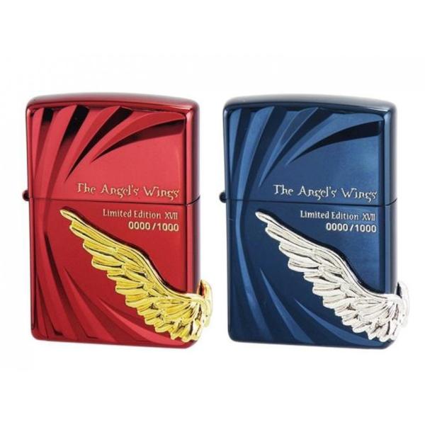 zippoライター ジッポー ペア 限定シリアルナンバー入り ANGEL S WINGS エンジェルウイング17 赤×青