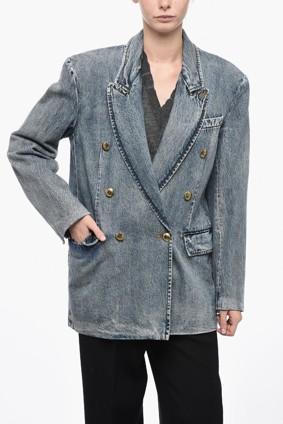 7864JF231 BBLU DENIM BLAZER 秋冬2020 ジャケット レディース dk