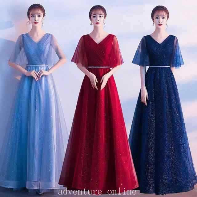 【2025新作入荷】ロングドレス 演奏会用 パーティードレス 結婚式 ドレス ステージドレス 大人 ピアノ 発表会 コーラス 合唱衣装 ミモレ丈 マキシ丈 20代3