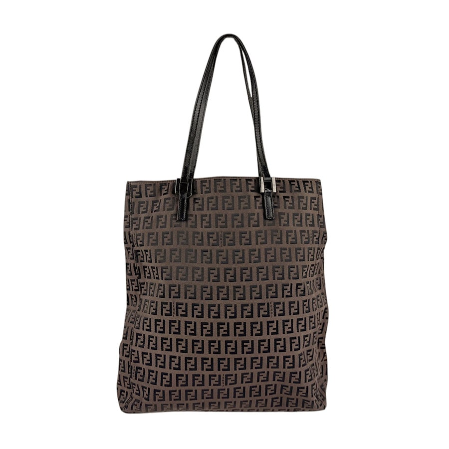 フェンディ FENDI ハンドバッグ ズッキーノ ナイロンキャンバス/レザー ブラウン×ブラック レディース z4479