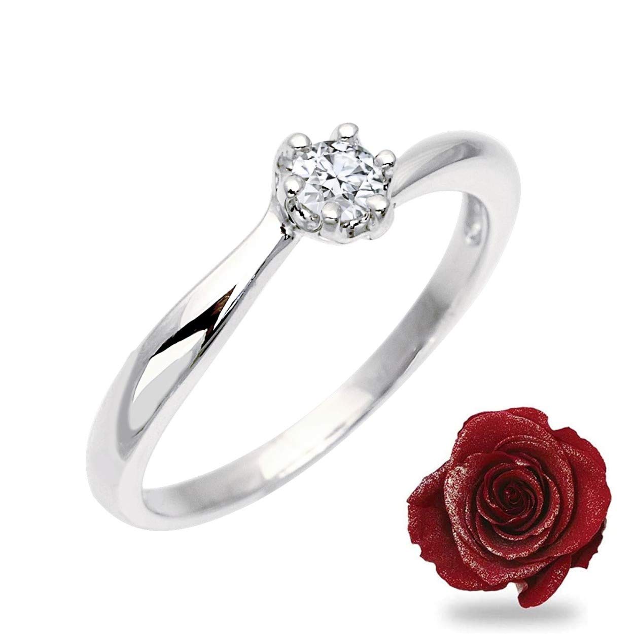 [シアーズ] シルバーリング キュービックジルコニア プロポーズ 婚約指輪 プリザーブドフラワー 薔薇 ダイヤモンドローズ 小物入れ 7号 g-56-1218-31-07