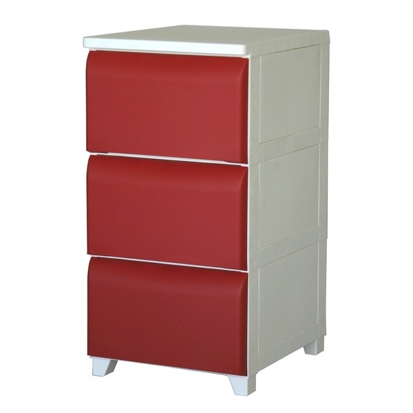 ホコリが入りにくい nodus 3段スリムチェスト レッド 組立式 5,535円