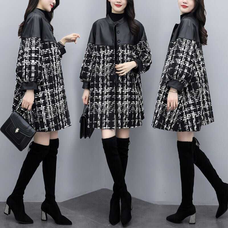 レディース コート アウター 美シルエット ミドル丈 チェック 格子柄 厚手 韓国 インスタ映え 高見え スタイルアップ 可愛い かわいい かっこいい カジュアル 大人 上品 シンプル lout041