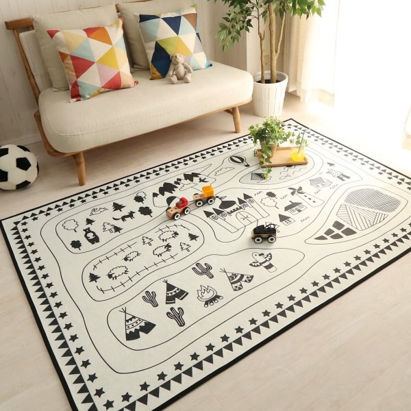 ラグ キッズ キャンピングマップ 130190cm