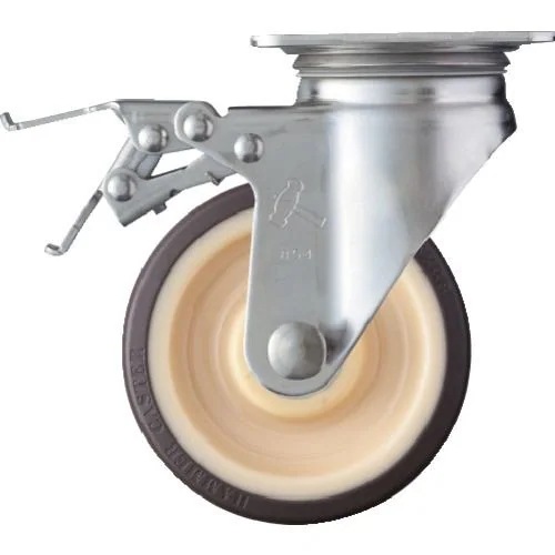 【メーカー直送品】ハンマー Sシリーズオールステンレス 旋回式ウレタン車輪(ローラーベアリング)125mm ストッパー付 315S-UB125