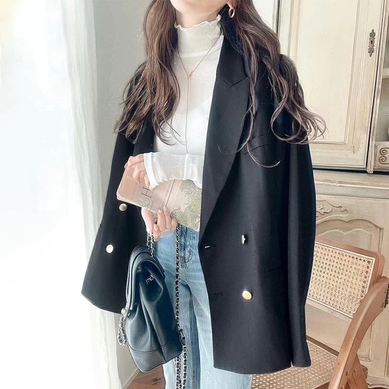 アウター ジャケット レディース サイド スリット オーバー サイズ ダブルジャケット JK ヘリンボーン生地 男女兼用 ユニセックス ゆったり ビッグシルエット 大きいサイズ