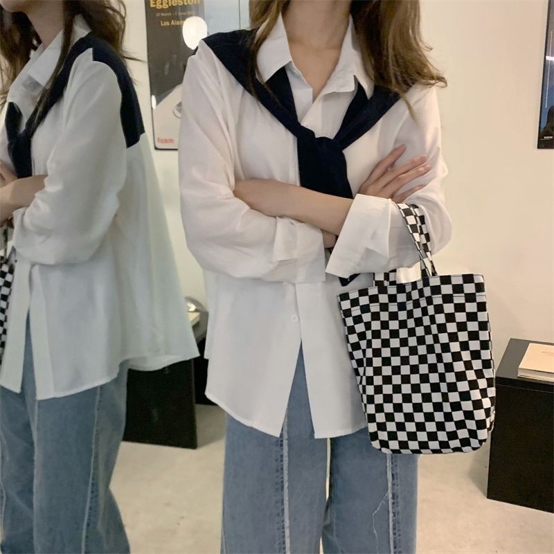 長袖 白 シャツ レディース インナー ゆったり アウター 塩系 シャツ ドレープ トップス レディース おしゃれ 2026868