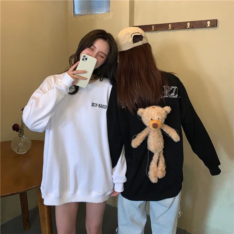 パーカー レディース トレーナー 秋服 原宿 韓国ファッション トップス プルパーカー 長袖 くま付