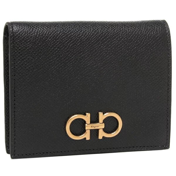 二つ折り財布 ガンチーニ コンパクト財布 ブラック レディース