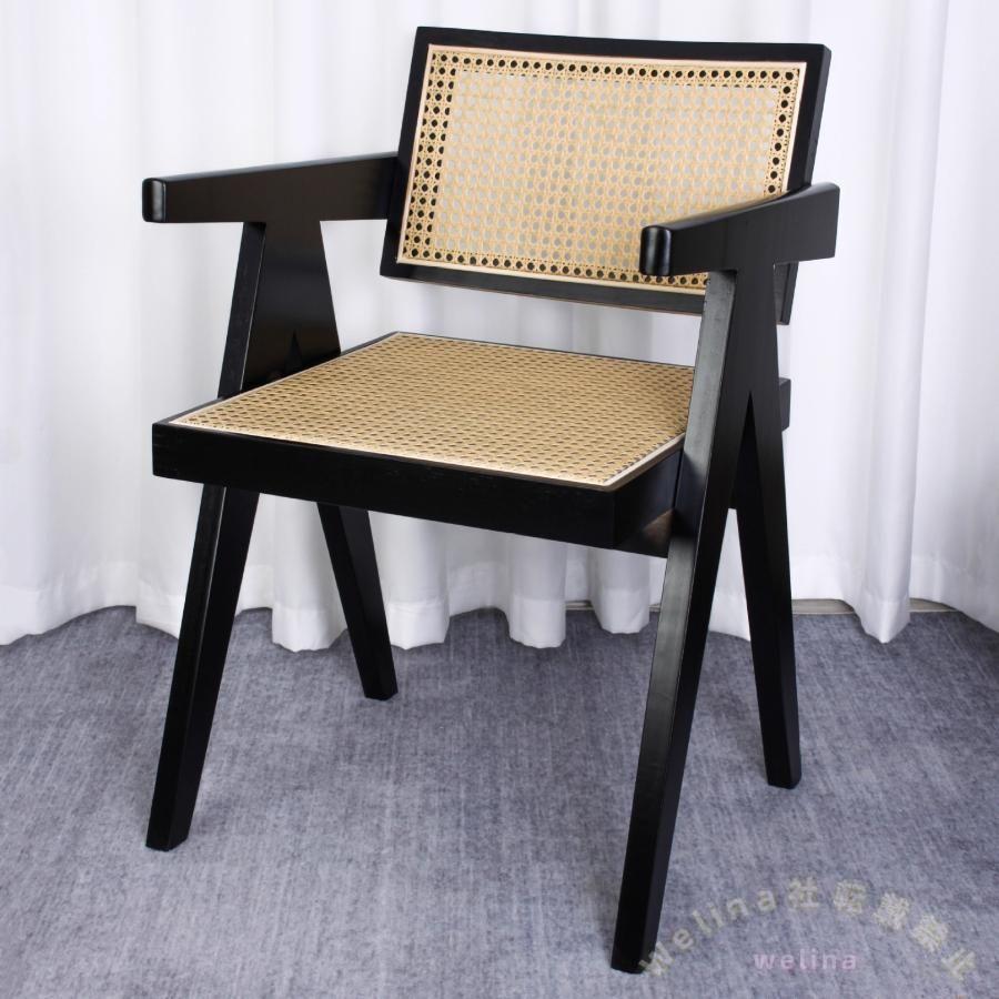 ラタンチェア 籐編みチェア 無垢材 ダイニングチェア 幅48/52cm カフェチェア リビング/デスク用 北欧レトロ 肘なし/肘掛け付き選択