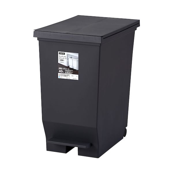 [2個セット] アスベル エバン 両開きペダルペール 40L ブラック A6304