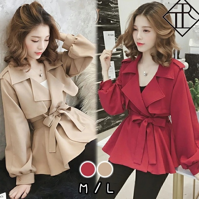 【即納】トレンチコート レディース アウター 大きいサイズ ライトアウター フォーマル スプリングコート コート ビックサイズ ジャケット ミリタリー 通勤 オフィス 美シルエット ショート丈 ベルト