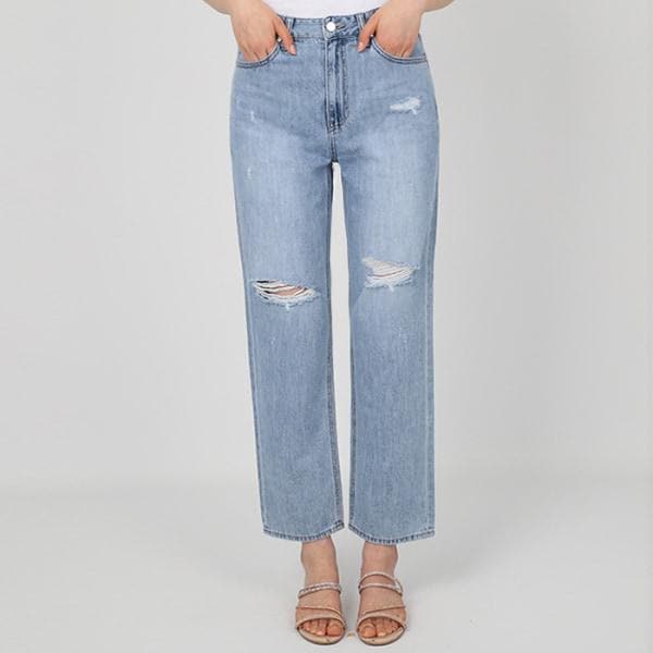 女性ジーンズ ワイド ライトブルー YM2D7005