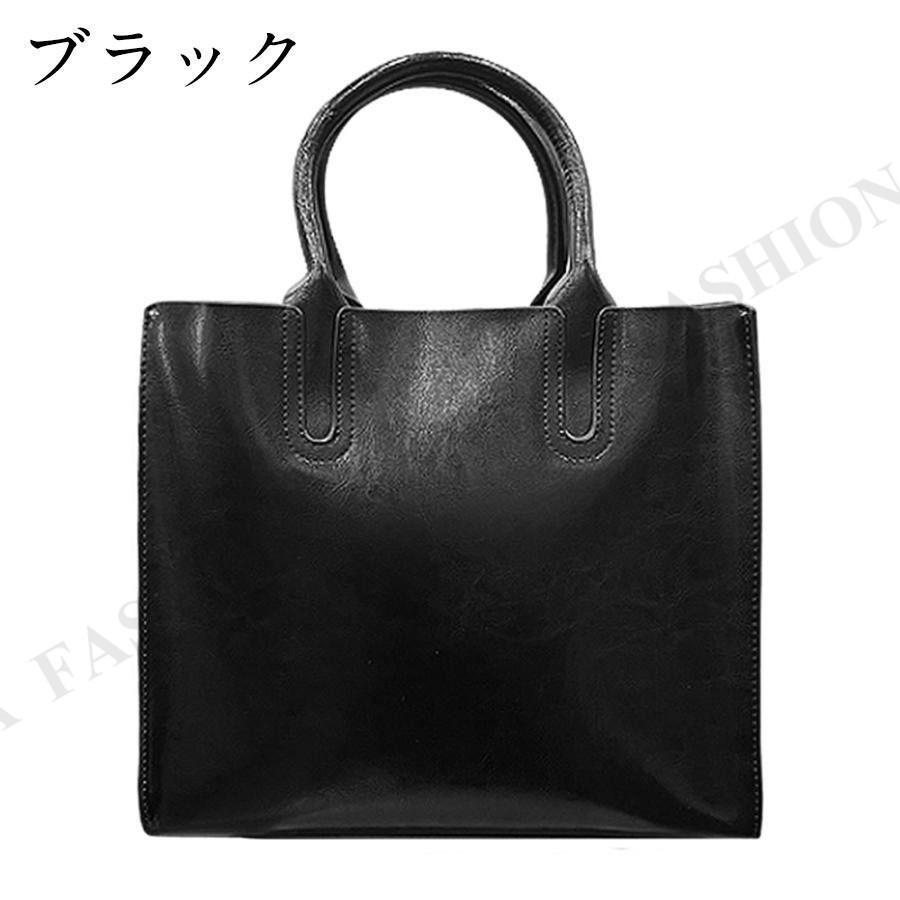 バッグ ハンドバッグ 手提げ ショルダー 肩掛け 牛革 2Way 大きい 大きめ スクエア 上品 カバン 鞄 シンプル 無地 大人