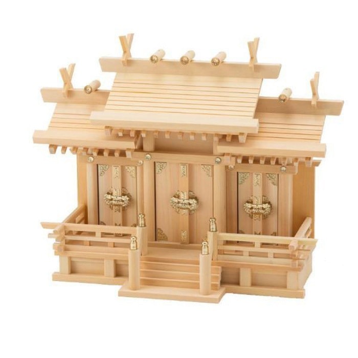 神棚 木曽ひのき 屋根違い三社 小 S-4993896101578