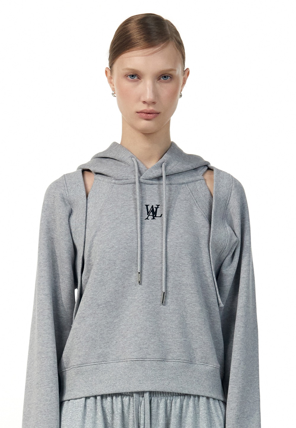 【WOOALONG】 HOOD BOLERO SET-UP : MELANGE GREY 14,820円