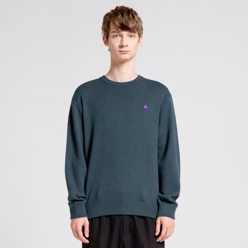 VIABON DE VIA ユニセックス_フラワーソフトコットンニットスウェットシャツ (ディープグリーン) 10,982円