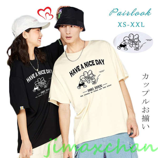 新生活 カップル ペアtシャツ ペアルック tシャツ 可愛い ペアルック夏 トップス 大きい サイズ tシャツ ペア カップル服 おしゃれ カップル ペア tシャツ おすすめ