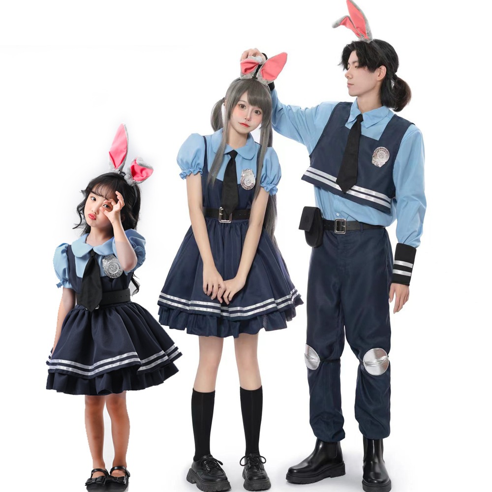 『ズートピア』映画 ジュディ警察官コスプレ衣装 アニメうさぎ警察親子コーデ