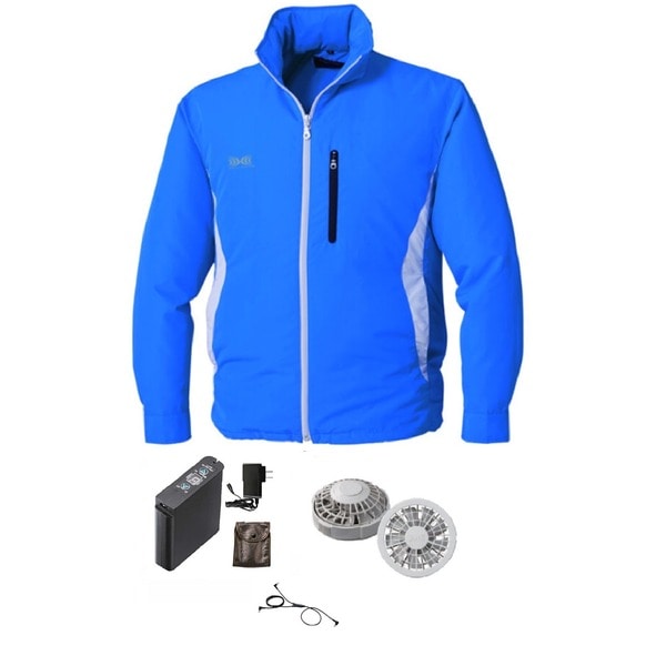 KU90520 空調服 R フード付き ポリエステル製長袖ブルゾン FAN2200G・RD9261・LIPRO2セット ブルー M 13,634円