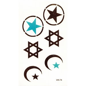 タトゥーシール タトゥー ボディーシール 月 星 六芒星 メタリック 金 銀 ワンポイント 74
