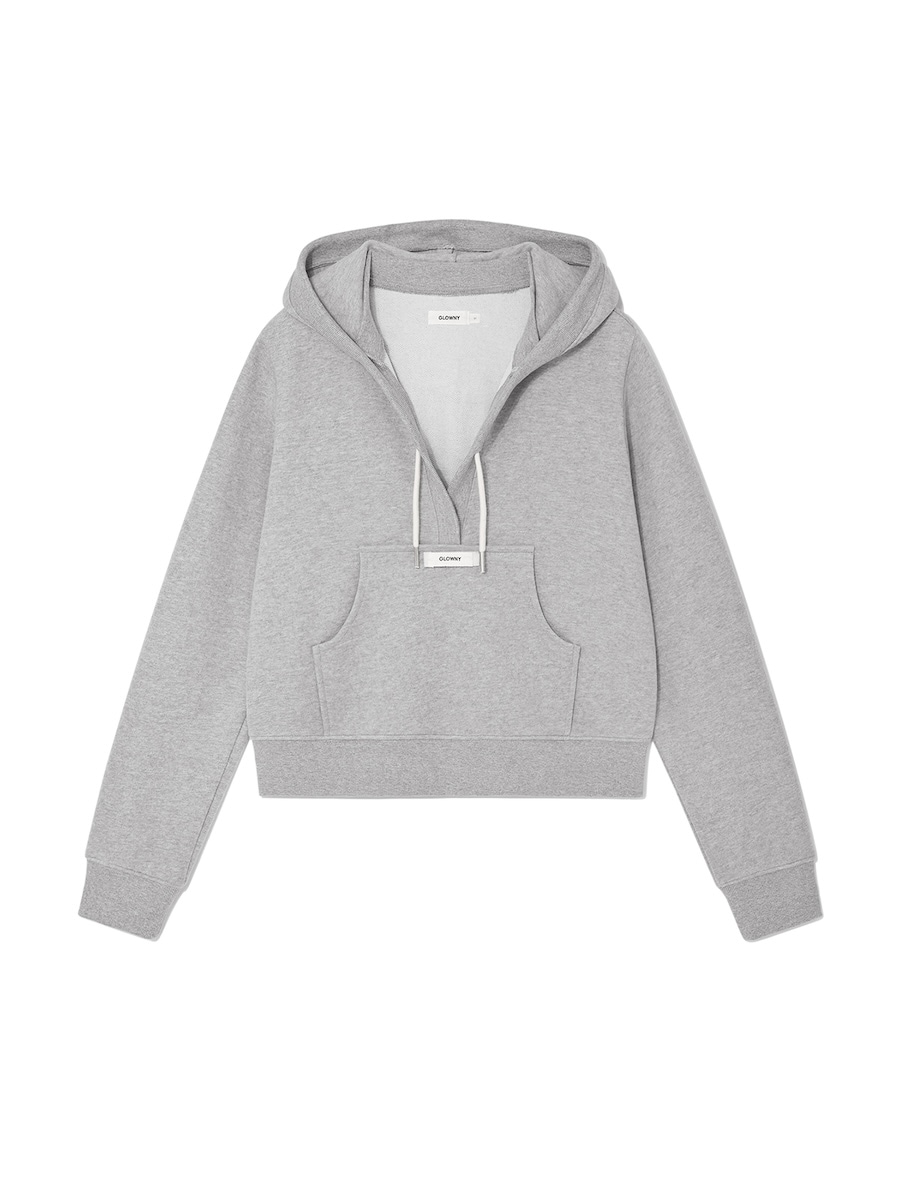 【GLOWNY】 CIAO V CUT HOODIE : GRAY
