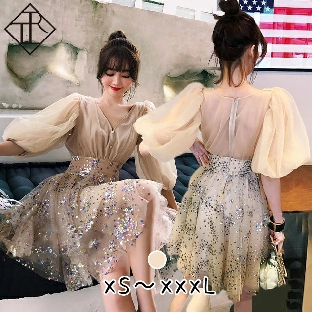 【即納】パーティードレス 結婚式 ドレス ワンピース レディース 二次会 お呼ばれ パーティー 大きいサイズ ミディアム ミディアムドレス 膝丈 膝下 エレガント フォーマル シースルー レース スパ