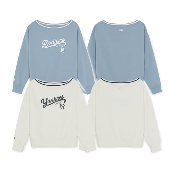 Varsity Sportive Off-Shoulder Sweatshirt (3FMTV1461-50CRS,3FMTV1461-07SBL)
