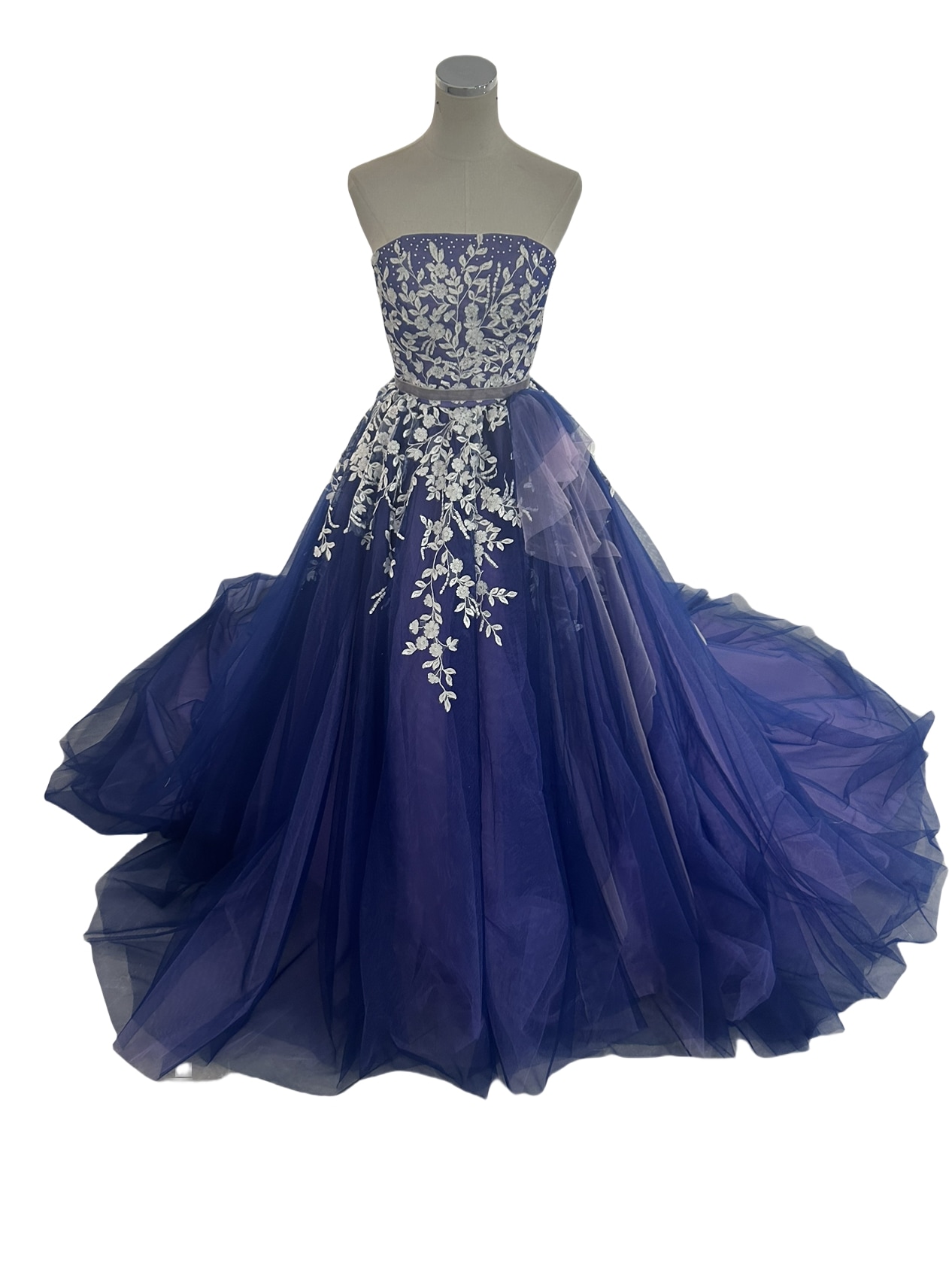 カラードレス パープル グラデーション ベアトップ 上品レース ソフトチュール ハンドメイド トレーン オーダードレス 花嫁 36,387円