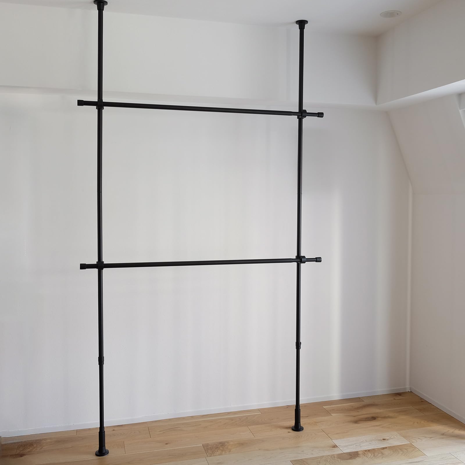 トーソー ナイビス つっぱり ハンガー２段セット 横ポール 120-200cm 縦ポール 205-275cm ブラック 30019348