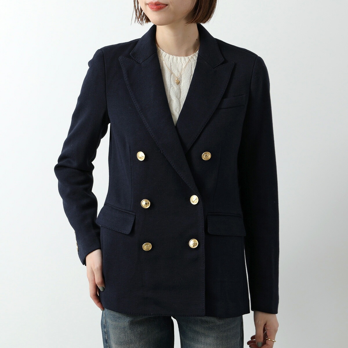 Polo Ralph Lauren ポロラルフローレン テーラードジャケット DB KNT BLZR-BLAZER 211910134 レディース ダブルブレスト ブレザー ニット 001/NAVY