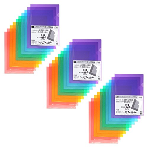 プラス クリアホルダー A4 30枚 パック5色*6枚 カラー 80-160*3
