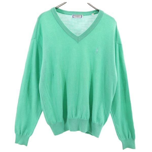 長袖 Vネック セーター M グリーン系 ニット メンズ