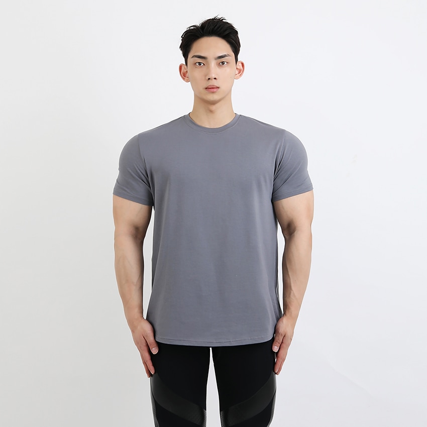 アールブイディー無地モダールマッスルフィット半袖Tシャツ(スレートグレー)