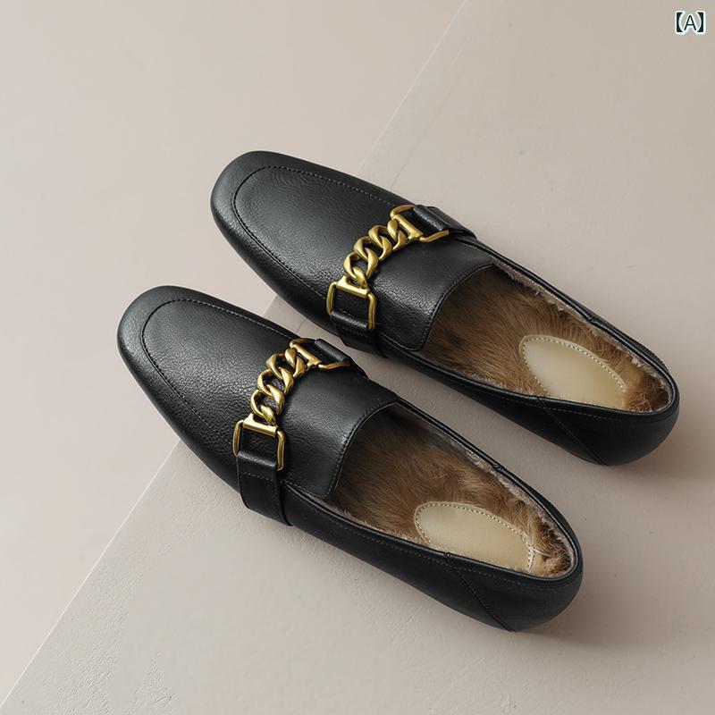 ローファー レディース 歩きやすい 通勤 通学 ウィンター 裏起毛 スリッポン 女性用 フラット スモール レザーシューズ 英国風 革 アウター ファー シューズ ソフト ソール シューズ 10,584円