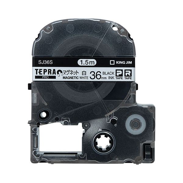 (まとめ) キングジム テプラ PROテープカートリッジ マグネットテープ 36mm 白/黒文字 SJ36S 1個 (×10セット)