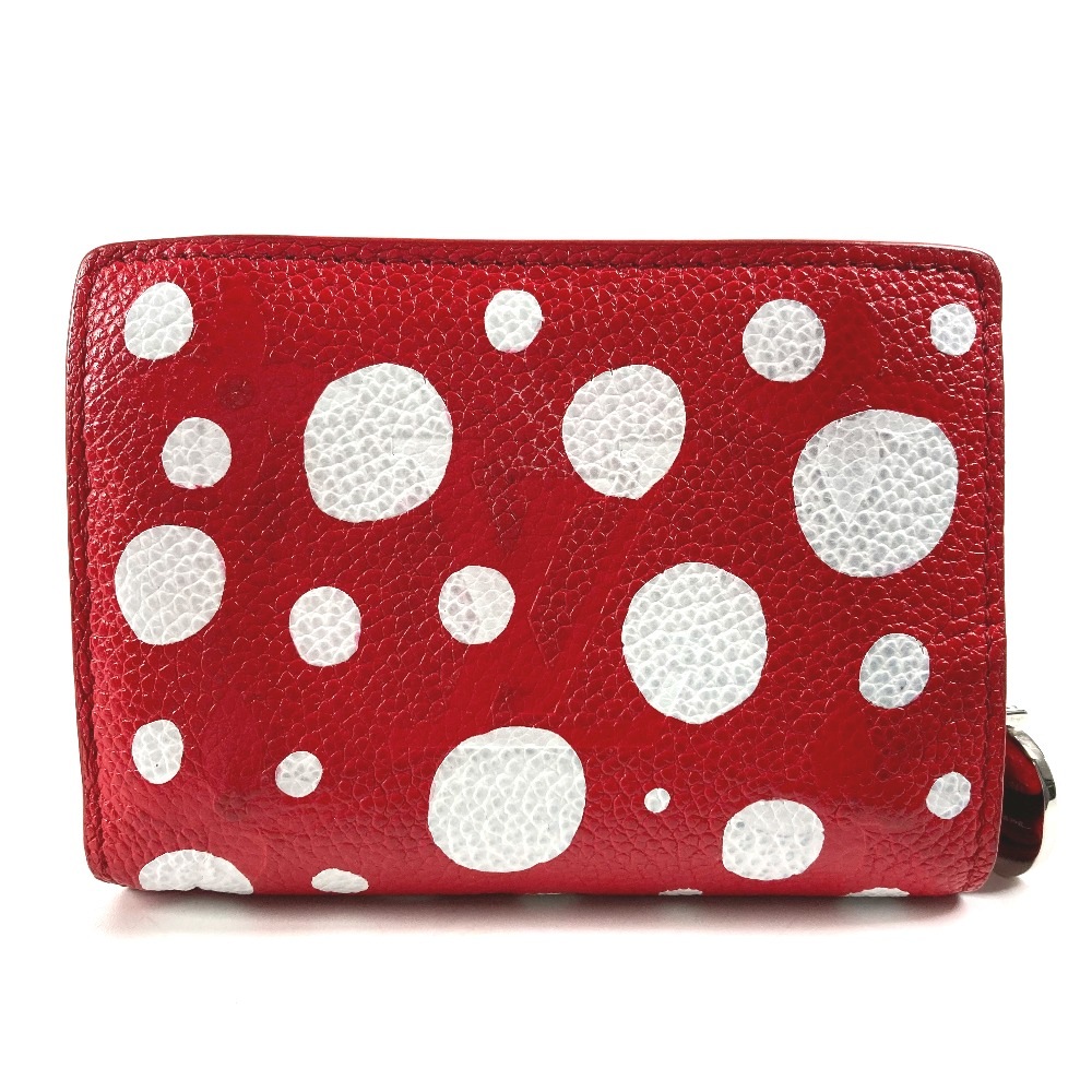 2つ折り財布 M82103 LV×YK ポルトフォイユ クレア 草間彌生コラボ コンパクトウォレット レザー レッド