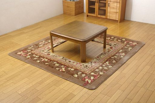 イケヒコ 堀りごたつ ラグ カーペット 4畳 『Hロザリー堀』 ベージュ 約230×330CM(くり抜き部90×150CM) ホットカーペット対応