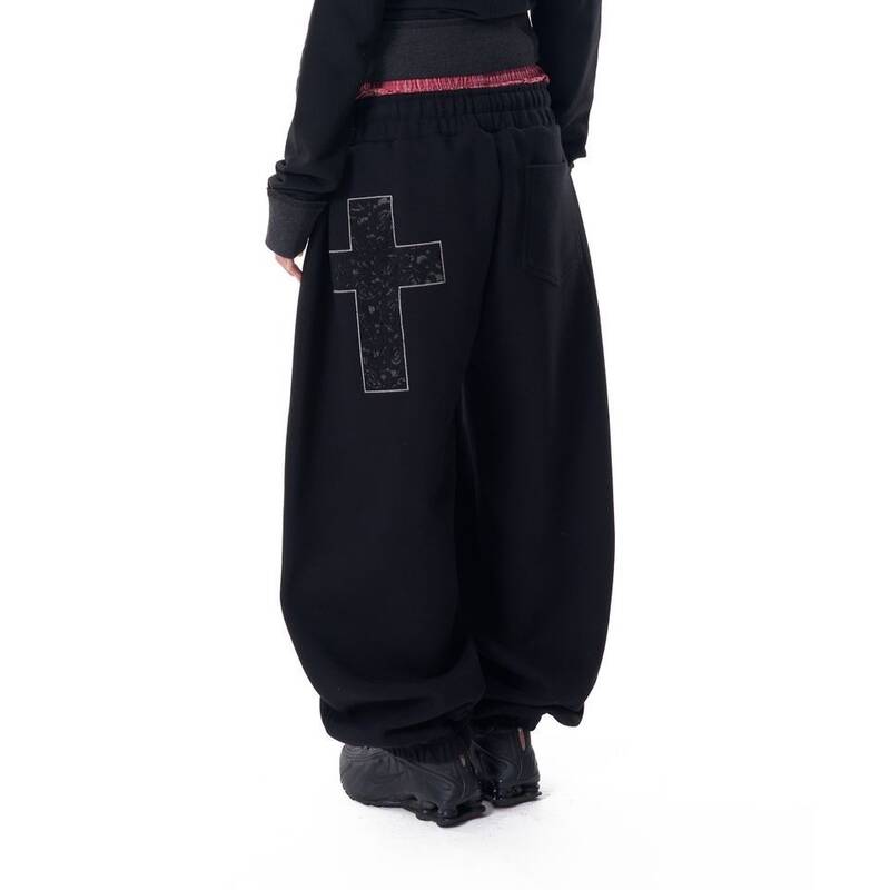 アカム AAKAM レース d CROS2 パッチ スウェットパンツ ブラック 549734