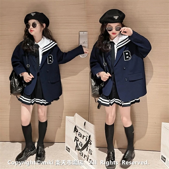 【3点セット：ジャケット×スカート×シャツ】 春 秋 フォーマルスーツ 女の子 スーツ キッズ 子供 上下セット ジュニア 入学式 入園式 卒業式 七五三 結婚式 発表会 誕生日 記念日 お受験 学院 4,622円