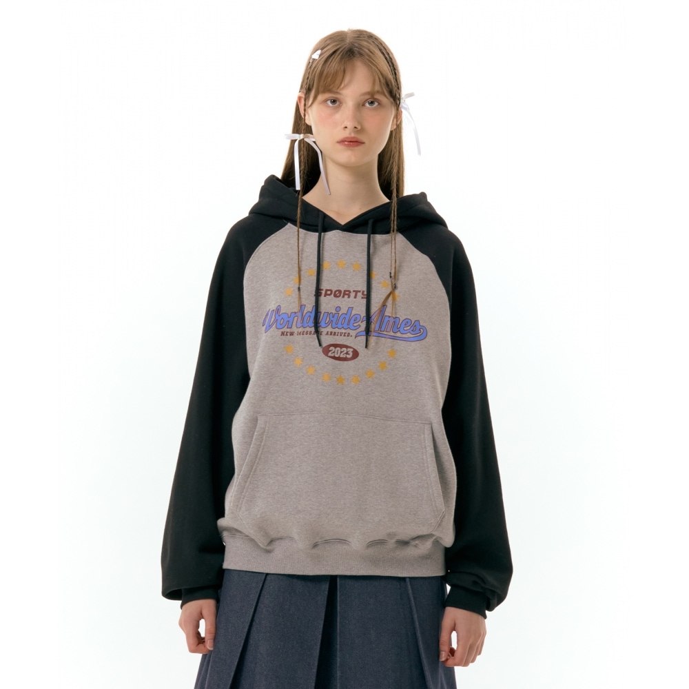 エイムズワールドワイドサラウンドスターラグランパーカーグレー