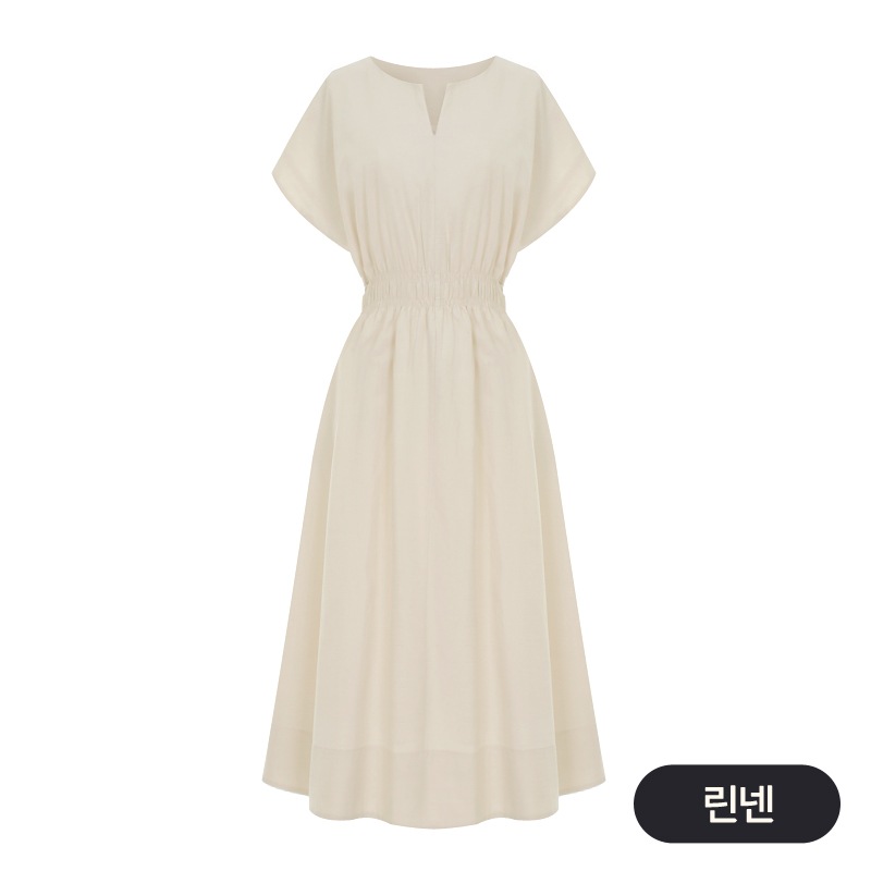 【メガ割 最大20％OFF】リネンウエストゴムリネンワンピース