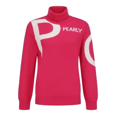 正規品 PEARLY GATES GOLF レディース カラーロゴ ジャカード タートルネック セーター