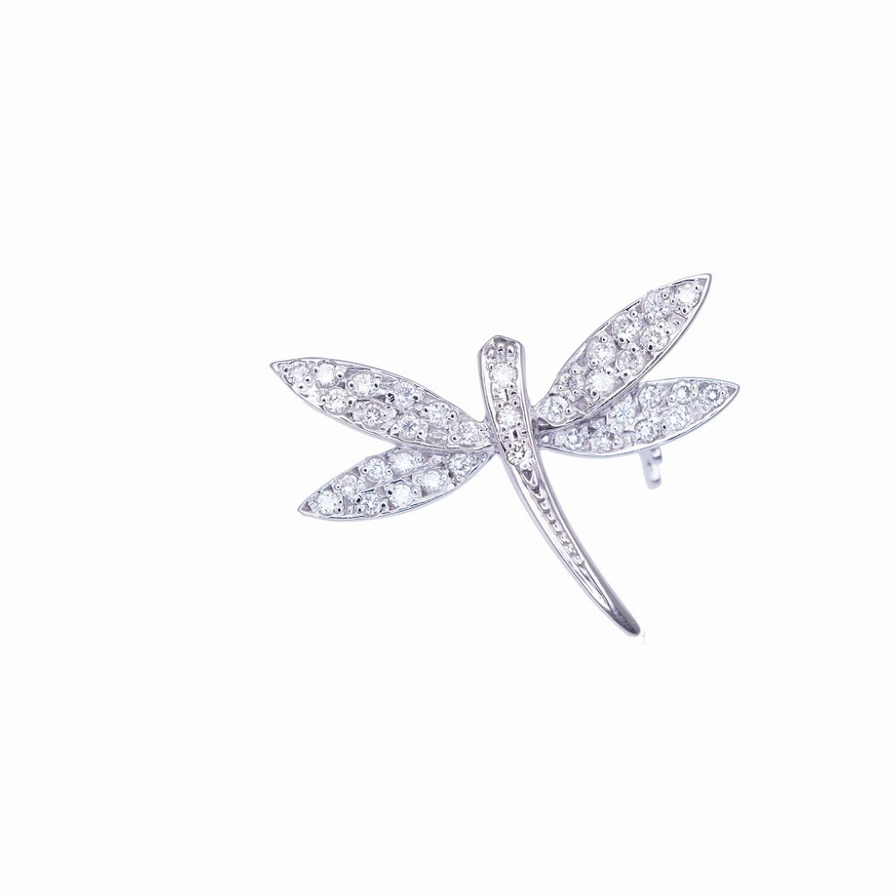 美品 ドランゴンフライ モチーフ ダイヤ0.30ct K18WG ブローチ K18ホワイトゴールド/ダイヤモンド ホワイトゴールド 0041【中古】 レディース